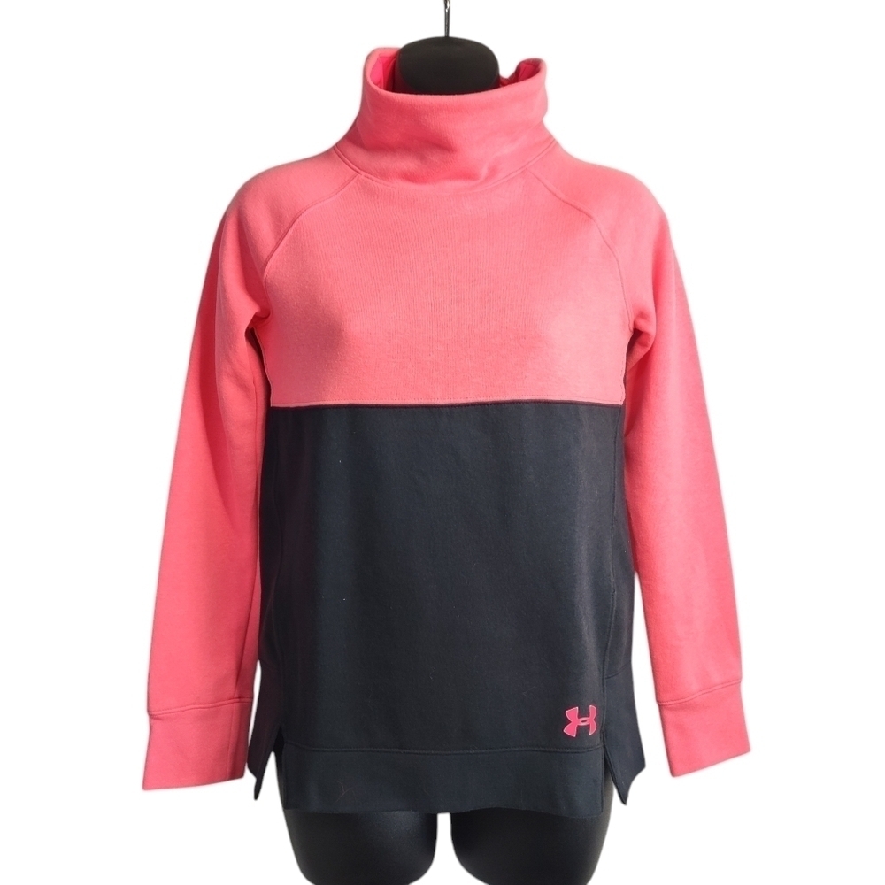 Under Armour Girl's Youth Pink Black Turtle Neck Sweatshirt Size YLG NWT